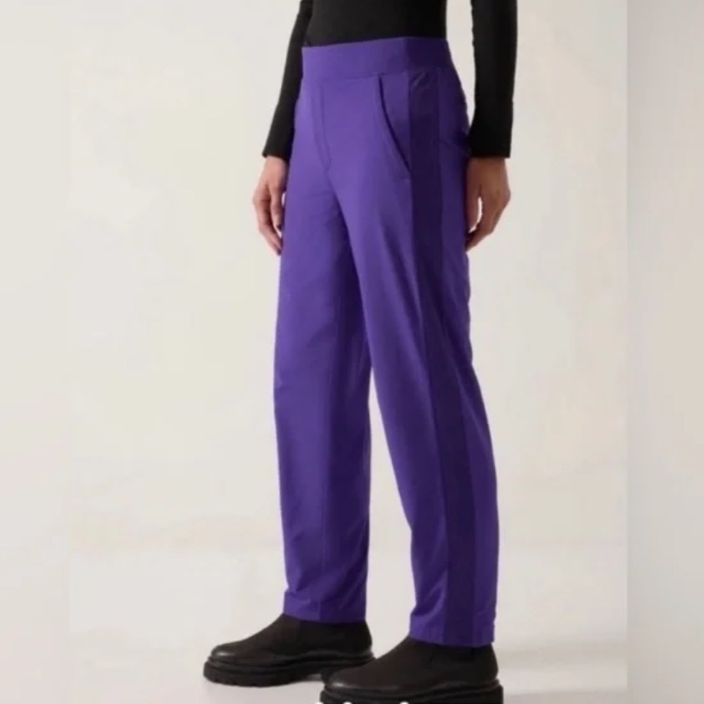 NWT Athleta Brooklyn Lined Pants Royal Purple Athleisure Pilates 4 High Rise